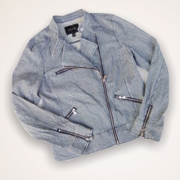 BANANA REPUBLIC Striped Railroad Moto Jacket - Picture 1 of 8
